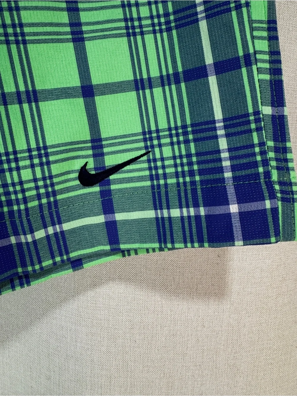 Nike Golf Tour Performance Plaid Preppy Classic Club Shorts XL Lime Green Blue